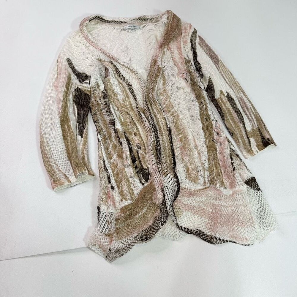Mona Leah Couture Cardigan Sweater Womens Medium White Open Coastal